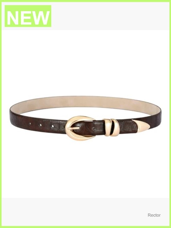 Faux Leather Belt with Gold Buckle for Jeans, Dress, Work main image 7